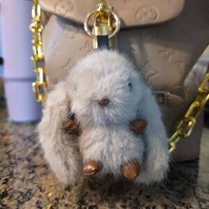 SALE!! Plush Gray Bunny Handbag Charm